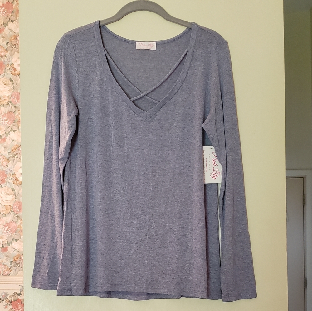 Pink Lily Blue Love My Life Criss Cross Shirt